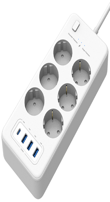 Un buen precio. 4 puertos PD 32W Smart Power Strip con enchufe de CA 250V16A 4000W en línea