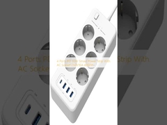 4 puertos PD 32W Smart Power Strip con enchufe de CA 250V16A 4000W
