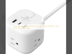 Tres puertos USB con USB C 5V3A 15W máximo, USB A1/A2 5V2.4A 12W máximo